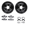 8512-52034 Drilled/Slotted Brake Rotors w/5000 Advanced Brake Pads Kit & Hardware [Black], 1998-2002 GM, Position: Rear - image 1