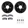 8512-52040 Drilled/Slotted Brake Rotors w/5000 Advanced Brake Pads Kit & Hardware [Black], 1984-1988 GM, Position: Rear - image 1