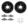 8512-52043 Drilled/Slotted Brake Rotors w/5000 Advanced Brake Pads Kit & Hardware [Black], 1985-1992 GM, Position: Rear - image 1
