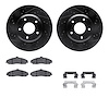 8512-52063 Drilled/Slotted Brake Rotors w/5000 Advanced Brake Pads Kit & Hardware [Black], 2005-2006 GM, Position: Front - image 1