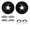 8512-52082 Drilled/Slotted Brake Rotors w/5000 Advanced Brake Pads Kit & Hardware [Black], 2004-2008 GM, Position: Front - image 1