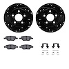 8512-53004 Drilled/Slotted Brake Rotors w/5000 Advanced Brake Pads Kit & Hardware [Black], 2004-2012 GM, Position: Rear - image 1