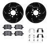 8512-53005 Drilled/Slotted Brake Rotors w/5000 Advanced Brake Pads Kit & Hardware [Black], 2006-2010 GM, Position: Front - image 1