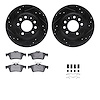 8512-53006 Drilled/Slotted Brake Rotors w/5000 Advanced Brake Pads Kit & Hardware [Black], 2006-2010 GM, Position: Rear - image 1