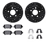 8512-53008 Drilled/Slotted Brake Rotors w/5000 Advanced Brake Pads Kit & Hardware [Black], 2002-2008 GM, Position: Rear - image 1