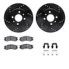 8512-53016 Drilled/Slotted Brake Rotors w/5000 Advanced Brake Pads Kit & Hardware [Black], 1991-1996 GM, Position: Front - image 1