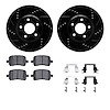 8512-53026 Drilled/Slotted Brake Rotors w/5000 Advanced Brake Pads Kit & Hardware [Black], 2004-2010 GM, Position: Front - image 1