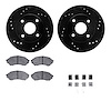 8512-54000 Drilled/Slotted Brake Rotors w/5000 Advanced Brake Pads Kit & Hardware [Black], 1999-2001 Ford/Lincoln/Mercury/Mazda, - image 1