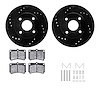 8512-54001 Drilled/Slotted Brake Rotors w/5000 Advanced Brake Pads Kit & Hardware [Black], 1990-1998 Ford/Lincoln/Mercury/Mazda, - image 1