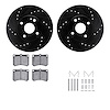8512-54002 Drilled/Slotted Brake Rotors w/5000 Advanced Brake Pads Kit & Hardware [Black], 1990-2003 Ford/Lincoln/Mercury/Mazda, - image 1