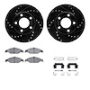 8512-54012 Drilled/Slotted Brake Rotors w/5000 Advanced Brake Pads Kit & Hardware [Black], 1999-2004 Ford/Lincoln/Mercury/Mazda, - image 1