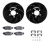 8512-54025 Drilled/Slotted Brake Rotors w/5000 Advanced Brake Pads Kit & Hardware [Black], 2000-2002 Jaguar, Position: Front - image 1