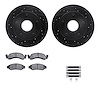 8512-54052 Drilled/Slotted Brake Rotors w/5000 Advanced Brake Pads Kit & Hardware [Black], 1986-1988 Ford/Lincoln/Mercury/Mazda, - image 1