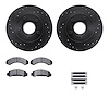 8512-54057 Drilled/Slotted Brake Rotors w/5000 Advanced Brake Pads Kit & Hardware [Black], 1990-1994 Ford/Lincoln/Mercury/Mazda, - image 1