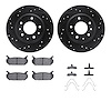 8512-54065 Drilled/Slotted Brake Rotors w/5000 Advanced Brake Pads Kit & Hardware [Black], 1998-2002 Ford/Lincoln/Mercury/Mazda, - image 1