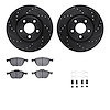 8512-54077 Drilled/Slotted Brake Rotors w/5000 Advanced Brake Pads Kit & Hardware [Black], 2004-2013 Volvo, Position: Front - image 1