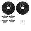 8512-54078 Drilled/Slotted Brake Rotors w/5000 Advanced Brake Pads Kit & Hardware [Black], 2004-2013 Volvo, Position: Front - image 1
