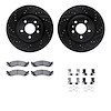 8512-54099 Drilled/Slotted Brake Rotors w/5000 Advanced Brake Pads Kit & Hardware [Black], 2011-2012 Ford/Lincoln/Mercury/Mazda, - image 1