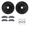 8512-54100 Drilled/Slotted Brake Rotors w/5000 Advanced Brake Pads Kit & Hardware [Black], 1995-1997 Ford/Lincoln/Mercury/Mazda, - image 1