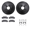 8512-54102 Drilled/Slotted Brake Rotors w/5000 Advanced Brake Pads Kit & Hardware [Black], 1995-1997 Ford/Lincoln/Mercury/Mazda, - image 1
