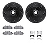 8512-54136 Drilled/Slotted Brake Rotors w/5000 Advanced Brake Pads Kit & Hardware [Black], 1997-1999 Ford/Lincoln/Mercury/Mazda, - image 1