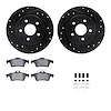 8512-54179 Drilled/Slotted Brake Rotors w/5000 Advanced Brake Pads Kit & Hardware [Black], 2013-2018 Ford/Lincoln/Mercury/Mazda, - image 1