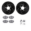 8512-54339 Drilled/Slotted Brake Rotors w/5000 Advanced Brake Pads Kit & Hardware [Black], 1993-1998 Ford/Lincoln/Mercury/Mazda, - image 1