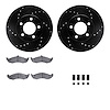 8512-54346 Drilled/Slotted Brake Rotors w/5000 Advanced Brake Pads Kit & Hardware [Black], 1991-1992 Ford/Lincoln/Mercury/Mazda, - image 1