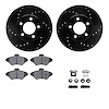 8512-54347 Drilled/Slotted Brake Rotors w/5000 Advanced Brake Pads Kit & Hardware [Black], 1993-1997 Ford/Lincoln/Mercury/Mazda, - image 1