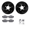 8512-54354 Drilled/Slotted Brake Rotors w/5000 Advanced Brake Pads Kit & Hardware [Black], 1993-1998 Ford/Lincoln/Mercury/Mazda, - image 1