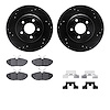 8512-54382 Drilled/Slotted Brake Rotors w/5000 Advanced Brake Pads Kit & Hardware [Black], 2003-2005 Jaguar, Position: Rear - image 1