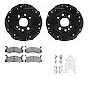 8512-55013 Drilled/Slotted Brake Rotors w/5000 Advanced Brake Pads Kit & Hardware [Black], 1992-1995 Ford/Lincoln/Mercury/Mazda, - image 1