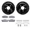 8512-55052 Drilled/Slotted Brake Rotors w/5000 Advanced Brake Pads Kit & Hardware [Black], 1974-1980 Ford/Lincoln/Mercury/Mazda, - image 1