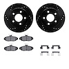 8512-55117 Drilled/Slotted Brake Rotors w/5000 Advanced Brake Pads Kit & Hardware [Black], 1990-1992 Ford/Lincoln/Mercury/Mazda, - image 1