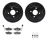 8512-56005 Drilled/Slotted Brake Rotors w/5000 Advanced Brake Pads Kit & Hardware [Black], 1998-2002 Ford/Lincoln/Mercury/Mazda, - image 1