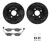 8512-56010 Drilled/Slotted Brake Rotors w/5000 Advanced Brake Pads Kit & Hardware [Black], 1999-2000 Ford/Lincoln/Mercury/Mazda, - image 1