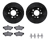 8512-56058 Drilled/Slotted Brake Rotors w/5000 Advanced Brake Pads Kit & Hardware [Black], 1995-1997 Ford/Lincoln/Mercury/Mazda, - image 1