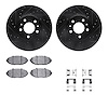 8512-56085 Drilled/Slotted Brake Rotors w/5000 Advanced Brake Pads Kit & Hardware [Black], 1998-2002 Ford/Lincoln/Mercury/Mazda, - image 1