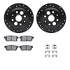 8512-58000 Drilled/Slotted Brake Rotors w/5000 Advanced Brake Pads Kit & Hardware [Black], 1986-1989 Acura/Honda, Position: Rear - image 1