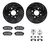 8512-58003 Drilled/Slotted Brake Rotors w/5000 Advanced Brake Pads Kit & Hardware [Black], 1987-1990 Acura/Honda, Position: Fron - image 1