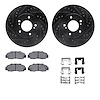 8512-58004 Drilled/Slotted Brake Rotors w/5000 Advanced Brake Pads Kit & Hardware [Black], 1991-1996 Acura/Honda, Position: Fron - image 1