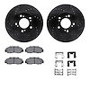 8512-58007 Drilled/Slotted Brake Rotors w/5000 Advanced Brake Pads Kit & Hardware [Black], 1993-1995 Acura/Honda, Position: Fron - image 1