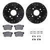8512-58008 Drilled/Slotted Brake Rotors w/5000 Advanced Brake Pads Kit & Hardware [Black], 1995-1998 Acura/Honda, Position: Rear - image 1