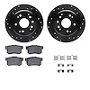 8512-58013 Drilled/Slotted Brake Rotors w/5000 Advanced Brake Pads Kit & Hardware [Black], 1999-2003 Acura/Honda, Position: Rear - image 1