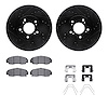 8512-58015 Drilled/Slotted Brake Rotors w/5000 Advanced Brake Pads Kit & Hardware [Black], 1999-2004 Acura/Honda, Position: Fron - image 1