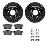 8512-58017 Drilled/Slotted Brake Rotors w/5000 Advanced Brake Pads Kit & Hardware [Black], 1999-2001 Acura/Honda, Position: Rear - image 1