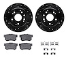 8512-58019 Drilled/Slotted Brake Rotors w/5000 Advanced Brake Pads Kit & Hardware [Black], 2001-2003 Acura/Honda, Position: Rear - image 1