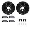 8512-58034 Drilled/Slotted Brake Rotors w/5000 Advanced Brake Pads Kit & Hardware [Black], Fits Select Acura/Honda, Position: Re - image 1