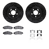 8512-58041 Drilled/Slotted Brake Rotors w/5000 Advanced Brake Pads Kit & Hardware [Black], 2017-2020 Acura/Honda, Position: Fron - image 1