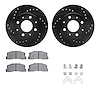 8512-59001 Drilled/Slotted Brake Rotors w/5000 Advanced Brake Pads Kit & Hardware [Black], 1982-1983 Acura/Honda, Position: Fron - image 1